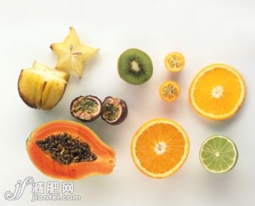 食品,影棚拍攝,室內,酸橙,白色_81992659_Tropical fruit including papaya, star fruit, orange, kiwi fruit, lime_創意圖片_Getty Images China