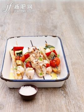 雞,調料,琺瑯,食品,飲食_gic11114490_Grilled chicken-vegetable kebabs_創意圖片_Getty Images China