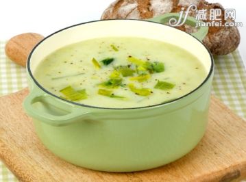 飲食,影棚拍攝,湯,綠色,韭_121809860_Leek and potato soup, close up_創意圖片_Getty Images China