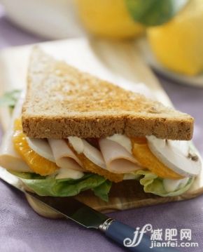 開胃品,麵包,早餐,柑橘屬,充滿_gic11114483_California sandwich with smoked turkey breast & oranges_創意圖片_Getty Images China